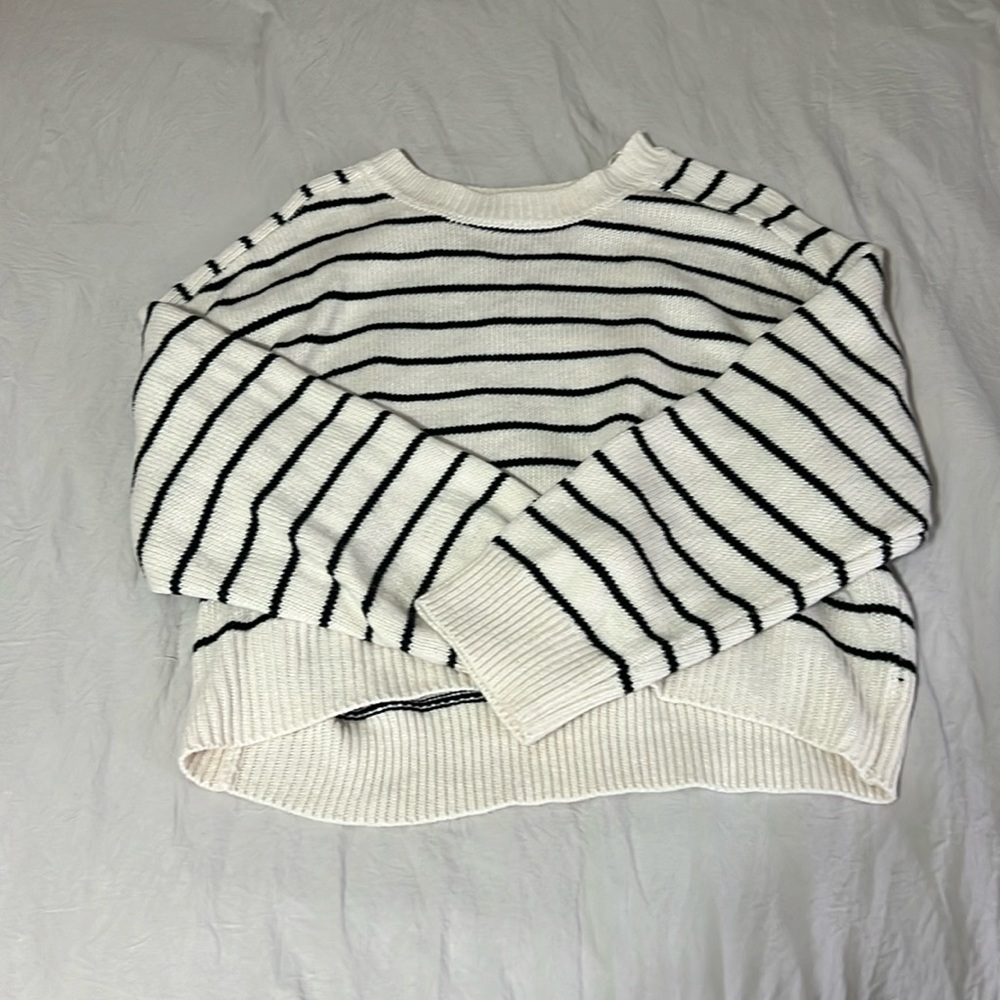 Cream and black striped sweater